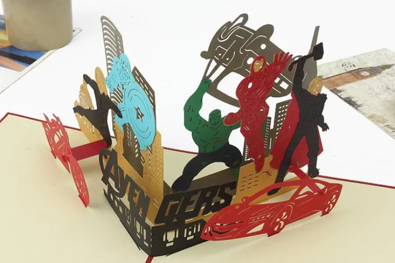 3D The Avengers Superhero Marvel Theme Greeting Card & 1pc Envelope