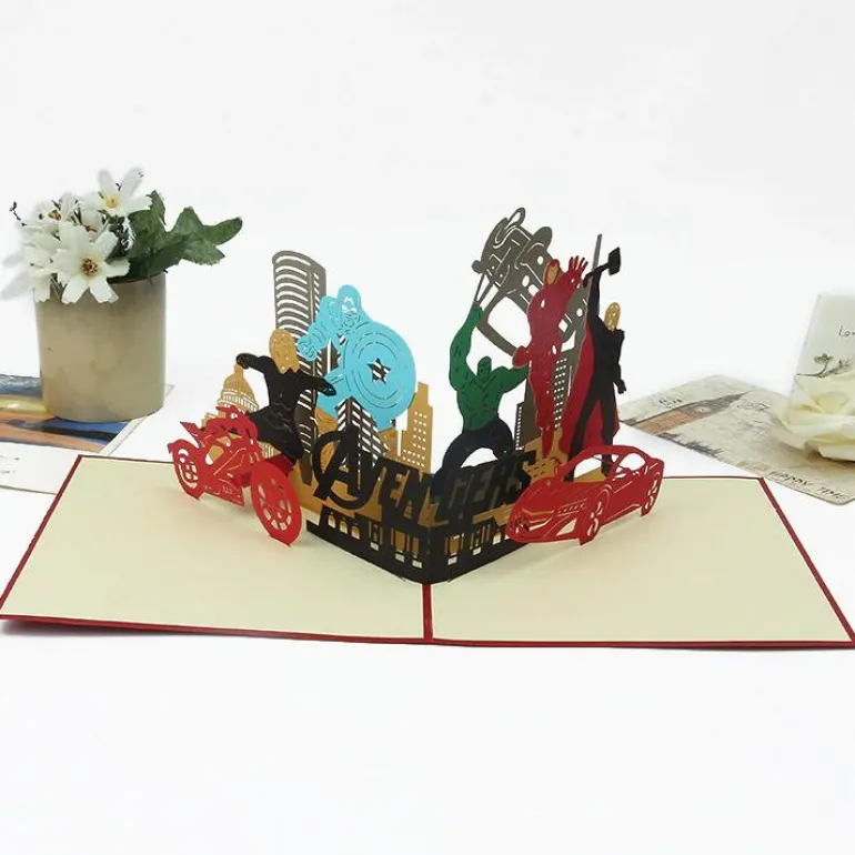 3D The Avengers Superhero Marvel Theme Greeting Card & 1pc Envelope