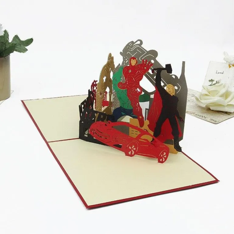 3D The Avengers Superhero Marvel Theme Greeting Card & 1pc Envelope