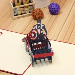 3D Captain America Greeting Card & 1pc Envelope