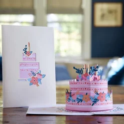 3D Floral Birthday Cake Greeting Card & 1pc Envelope