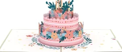 3D Floral Birthday Cake Greeting Card & 1pc Envelope