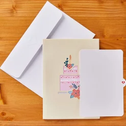 3D Floral Birthday Cake Greeting Card & 1pc Envelope