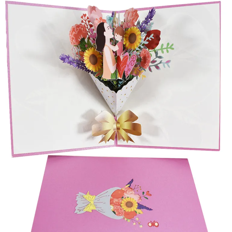 3D Handmade Flower Greeting Card & 1pc Envelope