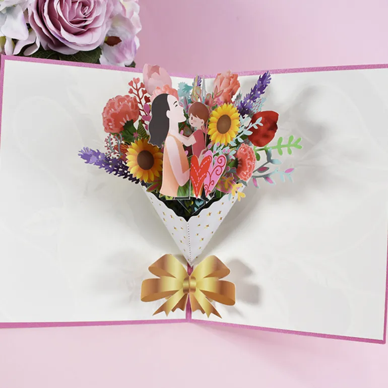 3D Handmade Flower Greeting Card & 1pc Envelope