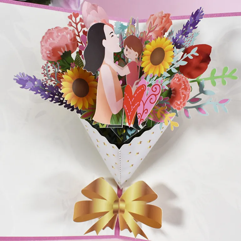 3D Handmade Flower Greeting Card & 1pc Envelope