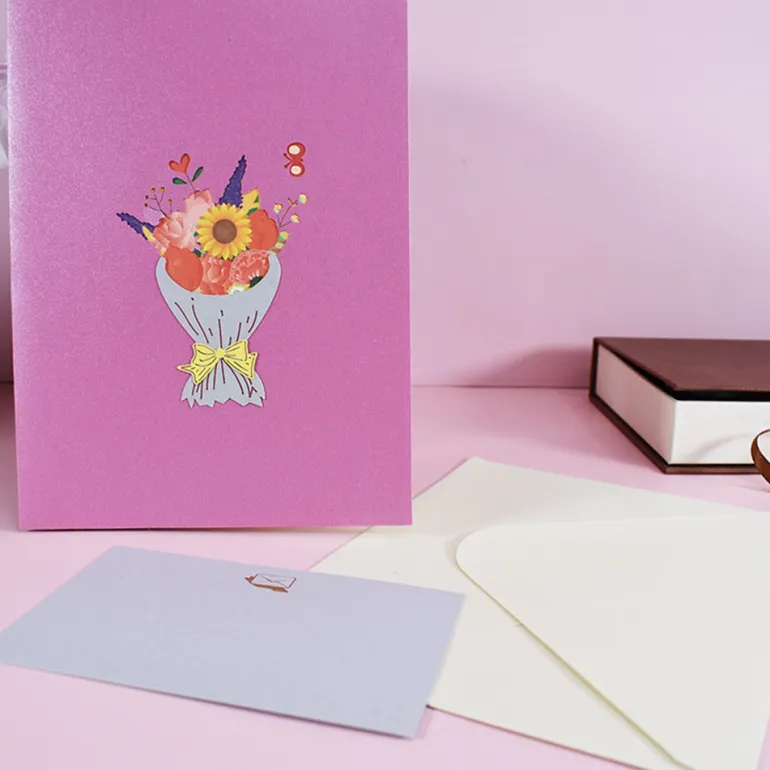 3D Handmade Flower Greeting Card & 1pc Envelope