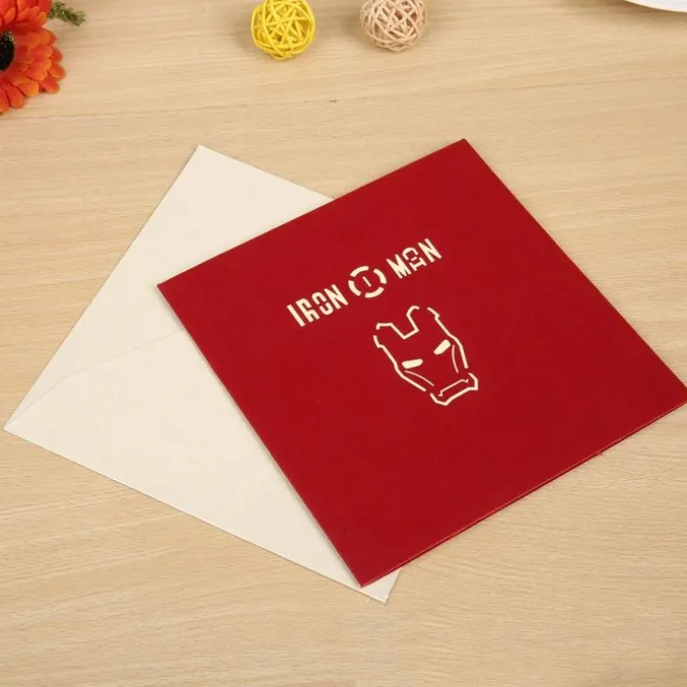 3D Iron Man Greeting Card & 1pc Envelope