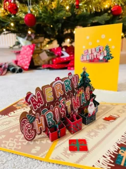 3D Merry Christmas Greeting Card & 1pc Envelope