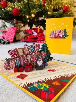 3D Merry Christmas Greeting Card & 1pc Envelope