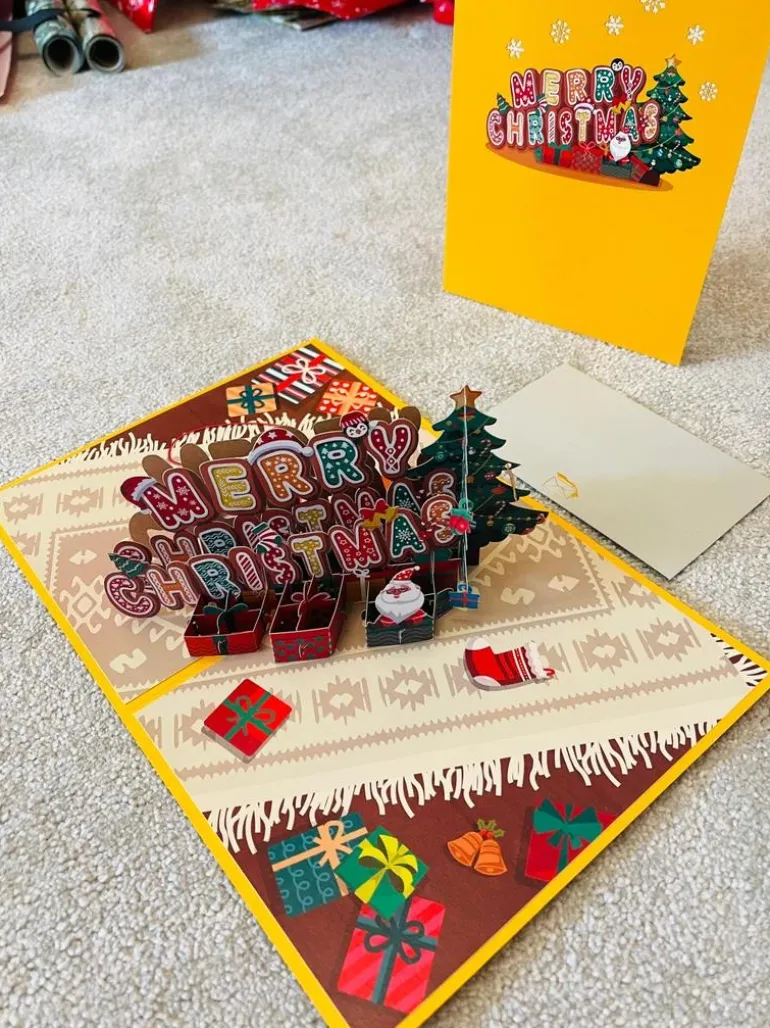3D Merry Christmas Greeting Card & 1pc Envelope