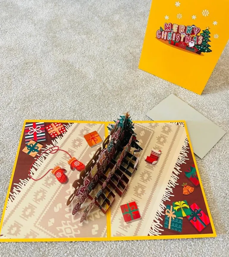 3D Merry Christmas Greeting Card & 1pc Envelope