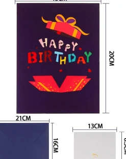 3D Pop Up Birthday Greeting Card & 1pc Envelope