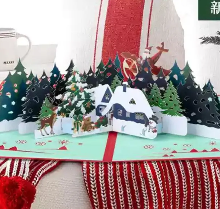3D Pop-Up Greeting Card – Christmas Forest Design - 15x20cm