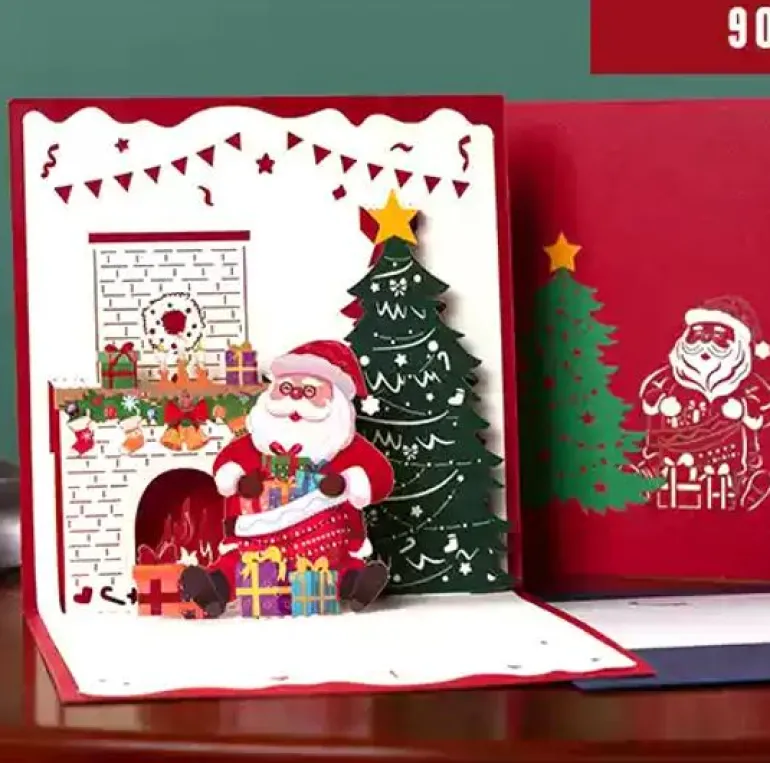 3D Pop-Up Greeting Card – Christmas Santa - 15x15cm