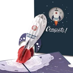 3D Rocket Greeting Card & 1pc Envelope