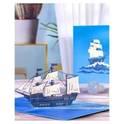 3D Sailboat Greeting Card & 1pc Envelope