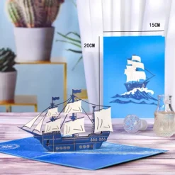 3D Sailboat Greeting Card & 1pc Envelope