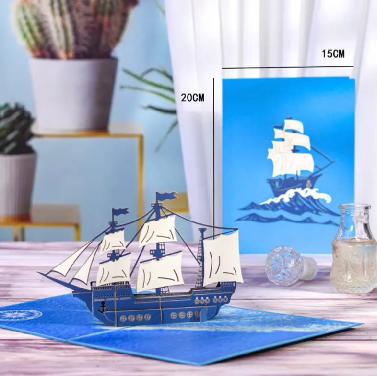 3D Sailboat Greeting Card & 1pc Envelope