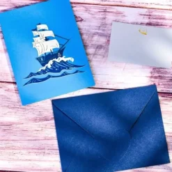 3D Sailboat Greeting Card & 1pc Envelope