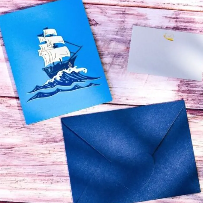3D Sailboat Greeting Card & 1pc Envelope