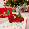 3D Santa deliver Christmas Tree Airplane Greeting Card & 1pc Envelope