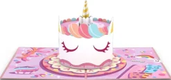 3D Unicorn Cake Greeting Card & 1pc Envelope