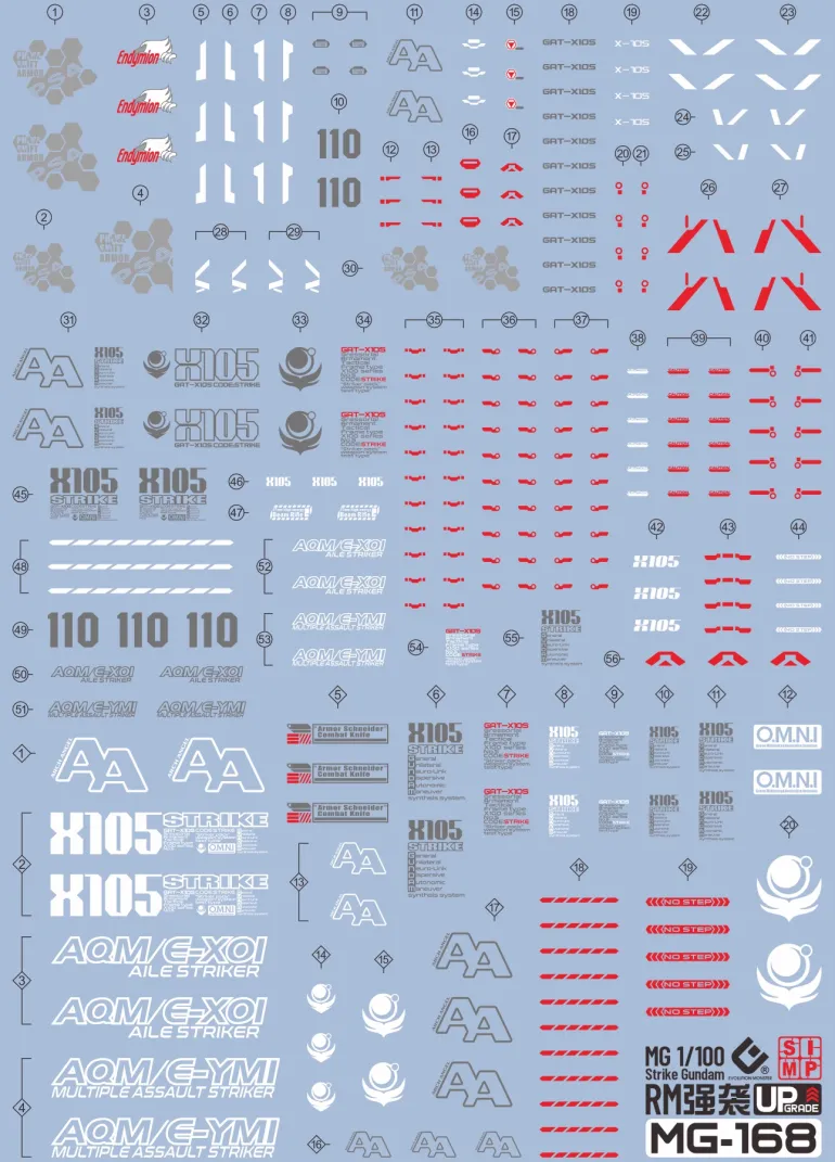 GUNDAM DECAL 168 MG 1/100 AILE STRIKE GUNDAM VER. RM