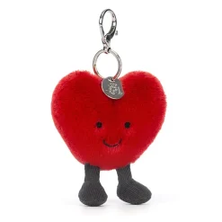 JELLYCAT AMUSEABLE HEART BAG CHARM RED & BLACK 16X9X3 CM