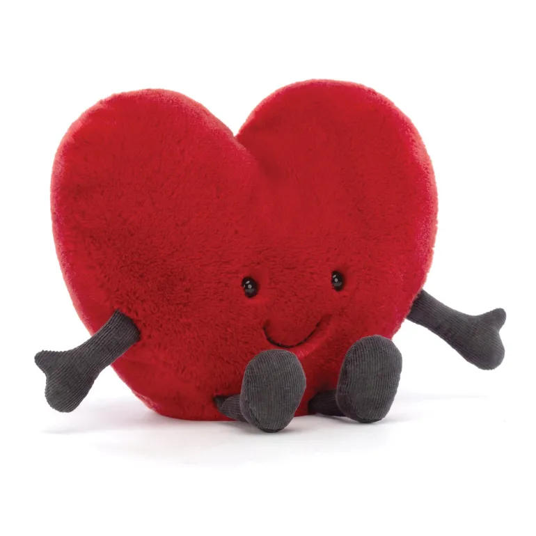 JELLYCAT AMUSEABLES RED HEART LARGE RED & BLACK 7X19X17 CM