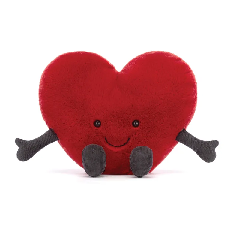 JELLYCAT AMUSEABLES RED HEART LARGE RED & BLACK 7X19X17 CM