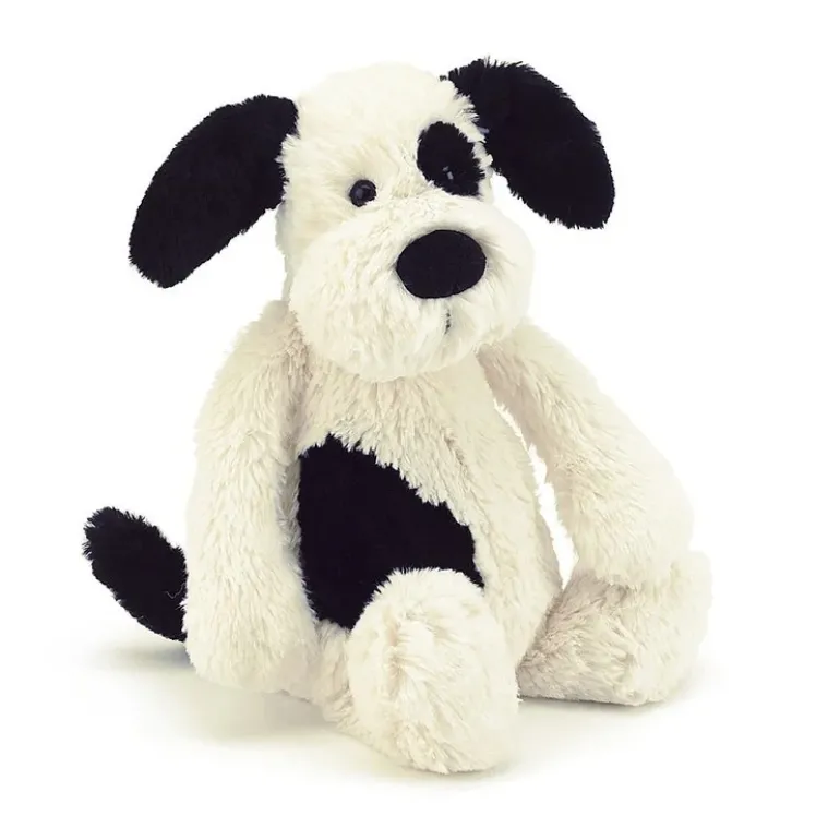 JELLYCAT BASHFUL BLACK & CREAM PUPPY LITTLE (SML) MONOCHROME 18X8X9 CM