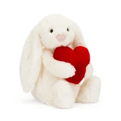 JELLYCAT BASHFUL RED LOVE HEART BUNNY ORIGINAL MEDIUM CREAM & RED 31X9X12CM