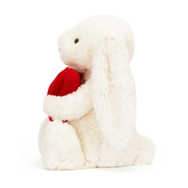 JELLYCAT BASHFUL RED LOVE HEART BUNNY ORIGINAL MEDIUM CREAM & RED 31X9X12CM