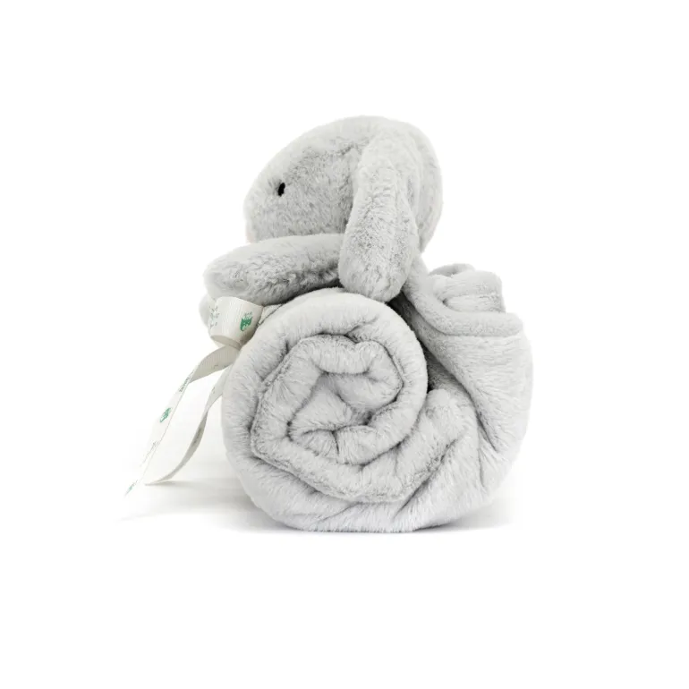 JELLYCAT BASHFUL SILVER BUNNY BLANKIE 9X70X56CM