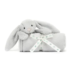 JELLYCAT BASHFUL SILVER BUNNY BLANKIE 9X70X56CM
