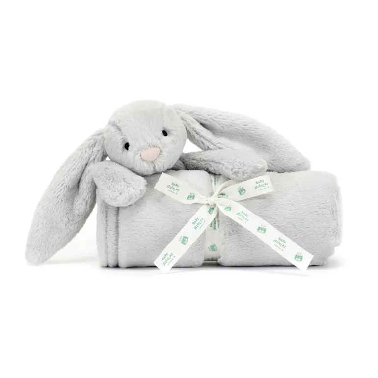 JELLYCAT BASHFUL SILVER BUNNY BLANKIE 9X70X56CM