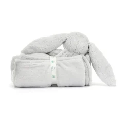 JELLYCAT BASHFUL SILVER BUNNY BLANKIE 9X70X56CM