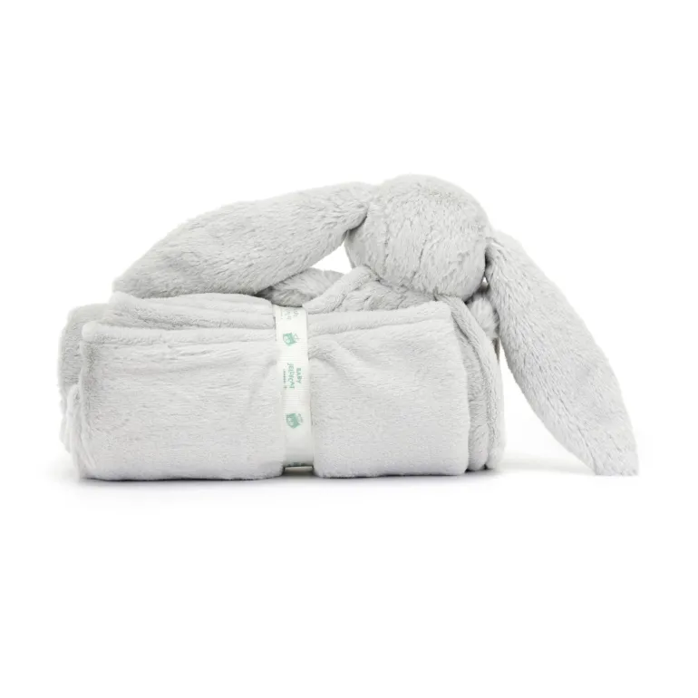 JELLYCAT BASHFUL SILVER BUNNY BLANKIE 9X70X56CM