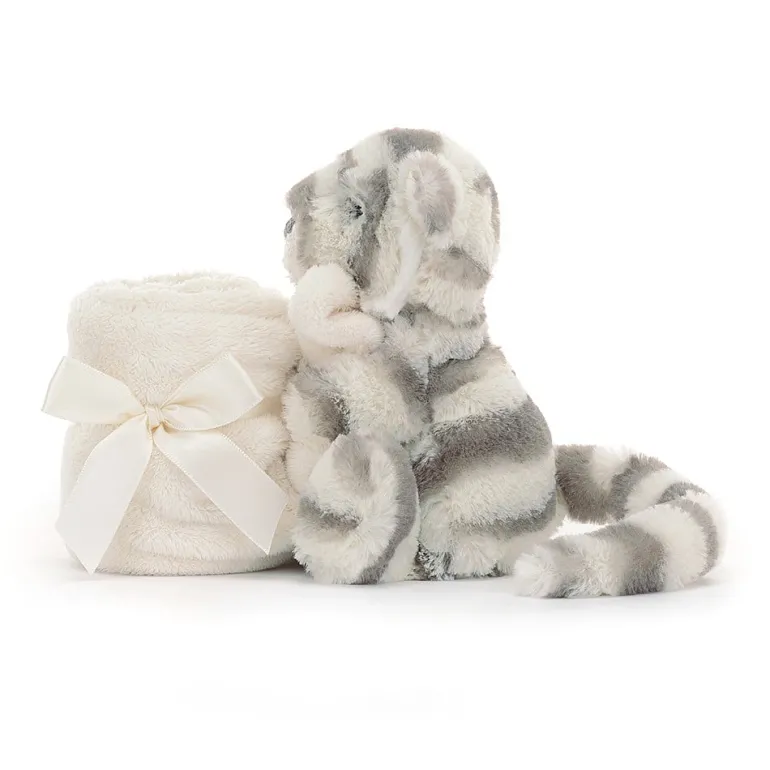 JELLYCAT BASHFUL SNOW TIGER SOOTHER GREY & WHITE 13X34X34 CM