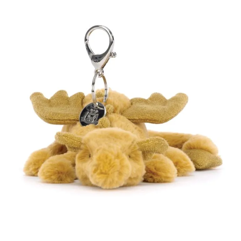 JELLYCAT GOLDEN DRAGON BAG CHARM GOLD & GLITTER 12X8X22 CM