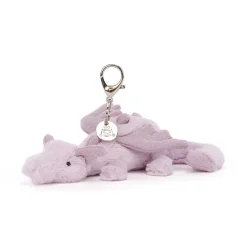 JELLYCAT LAVENDER DRAGON BAG CHARM LAVENDER & GLITTER 12X8X22 CM
