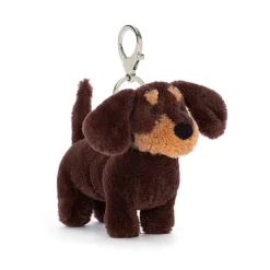 JELLYCAT OTTO SAUSAGE DOG BAG CHARM BROWN 11X4X11CM