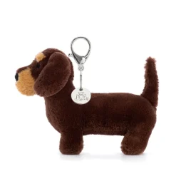 JELLYCAT OTTO SAUSAGE DOG BAG CHARM BROWN 11X4X11CM