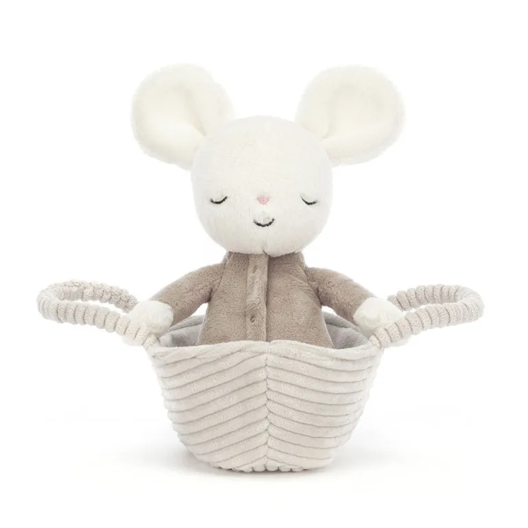 JELLYCAT ROCK-A-BYE MOUSE CREAM 11X9X19CM