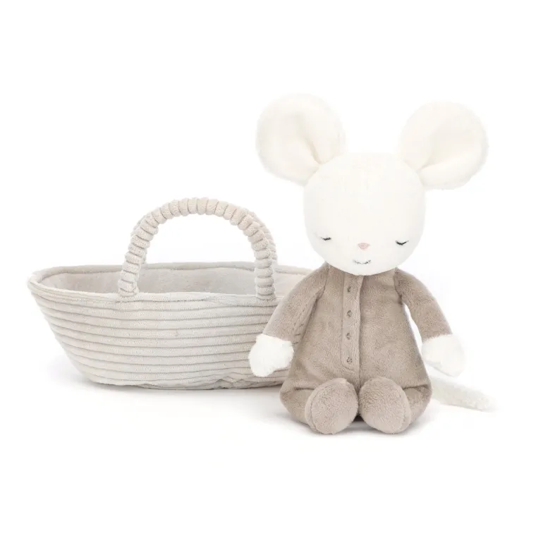 JELLYCAT ROCK-A-BYE MOUSE CREAM 11X9X19CM