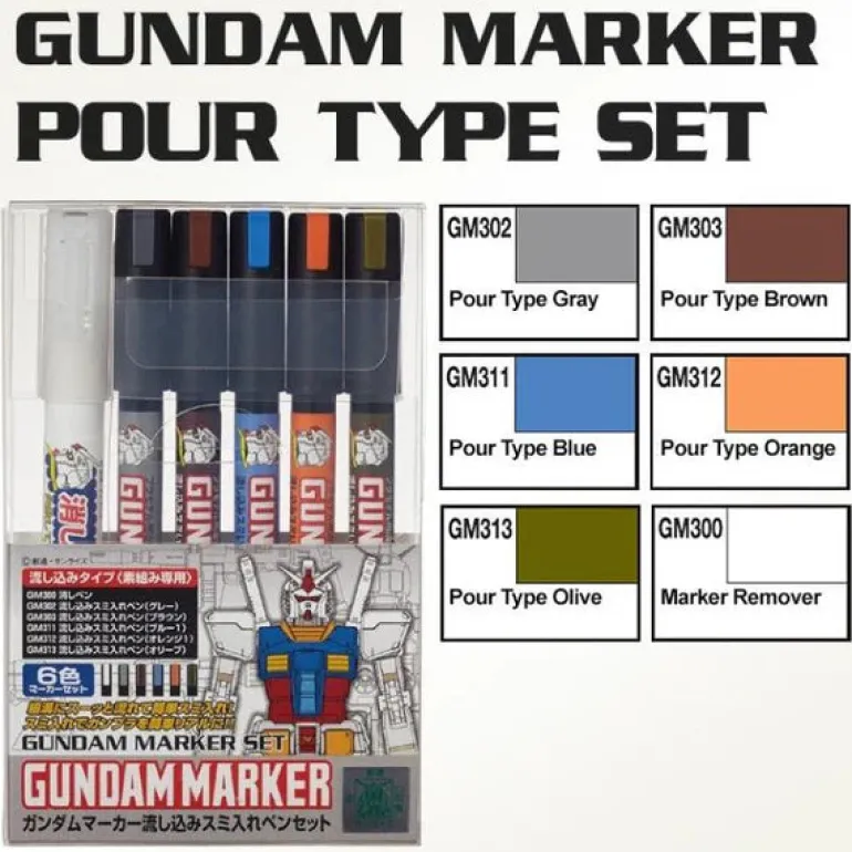 Mr. Hobby GSI Creos Gundam Marker - Gundam Pouring Inking Pen Set