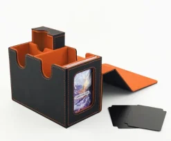 MUNTO - Trading Card Game Pro Deck Box - Black/Orange (160+ Cards)