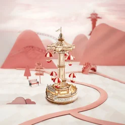 Robotime ROKR Parachute Tower DIY Music Box 3D Wooden Puzzle EA01