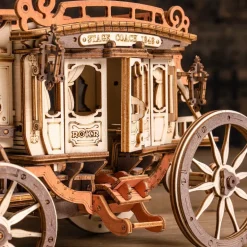 Robotime ROKR Stagecoach Mechanical Music Box 3D Wooden Puzzle AMKA1